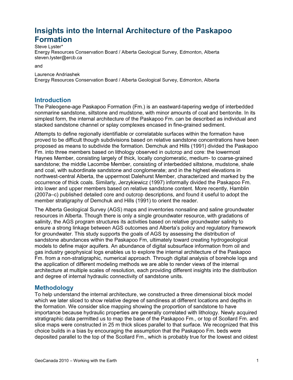 Insights Into the Internal Architecture of the Paskapoo Formation