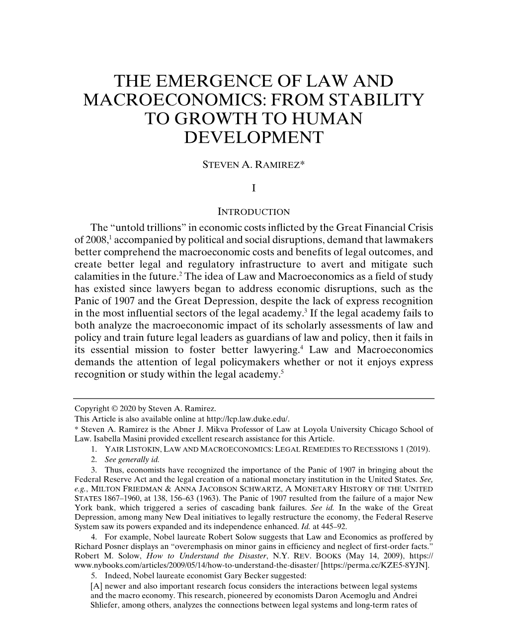 The Emergence of Law and Macroeconomics: from Stability to Growth to Human Development