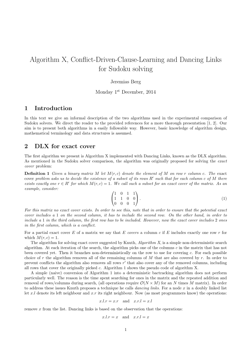 Algorithm X, Conflict-Driven-Clause-Learning