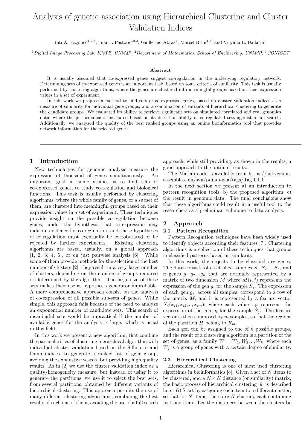 Analysis of Genetic Association Using Hierarchical Clustering and Cluster Validation Indices