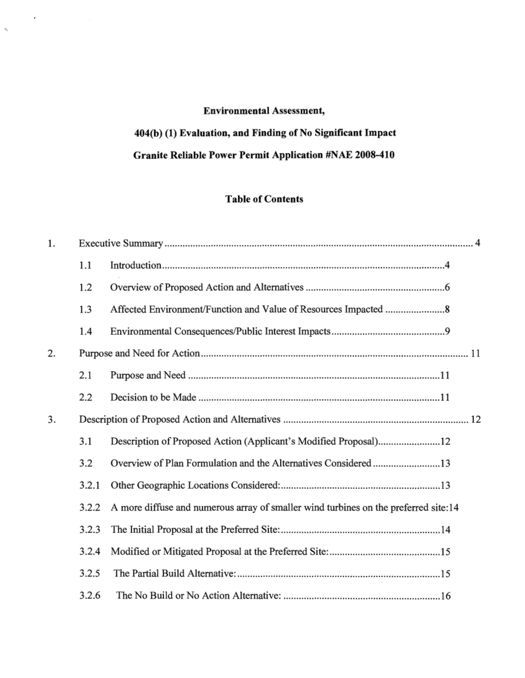 Environmental Assessment, 404(B) (1) Evaluation, and Finding of No