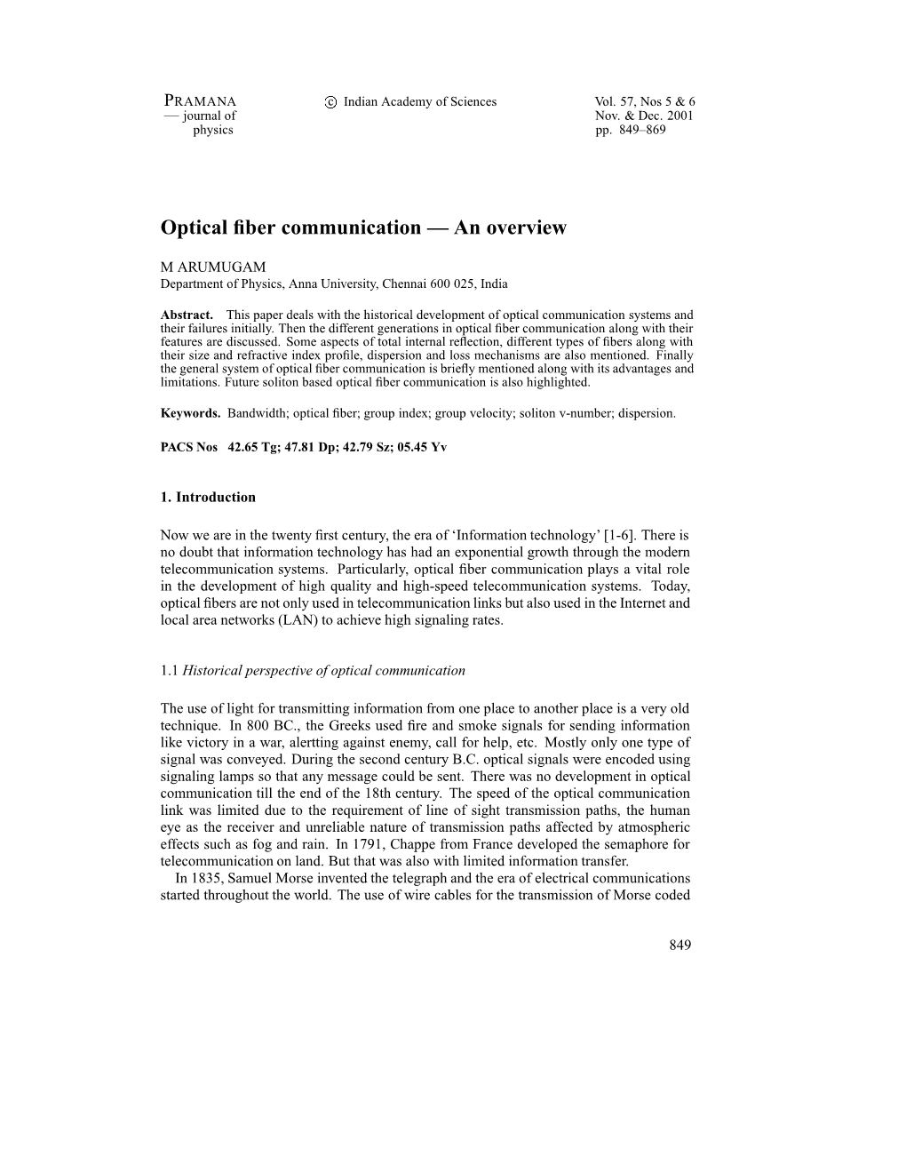 Optical Fiber Communication