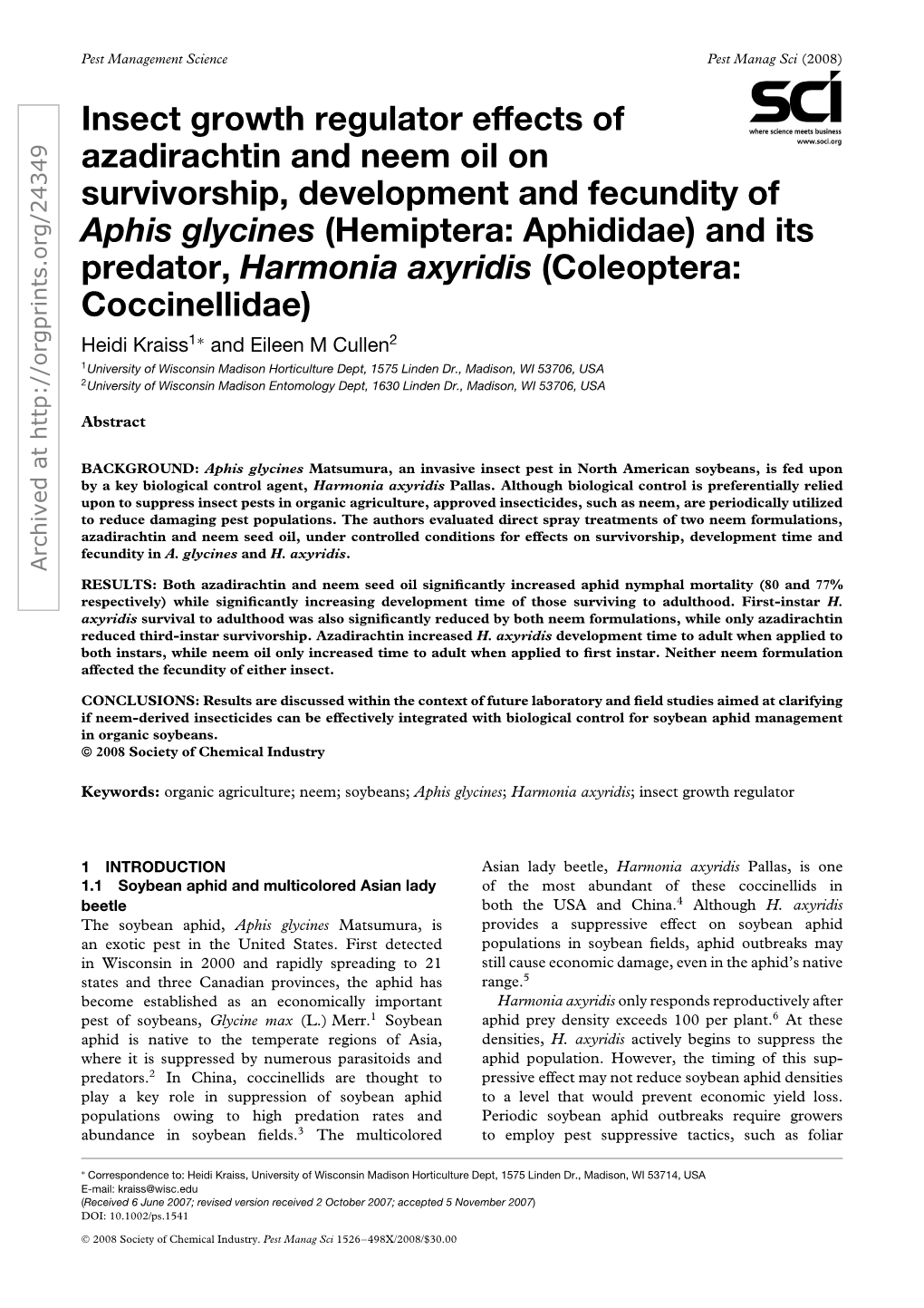 Insect Growth Regulator Effects of Azadirachtin and Neem Oil On