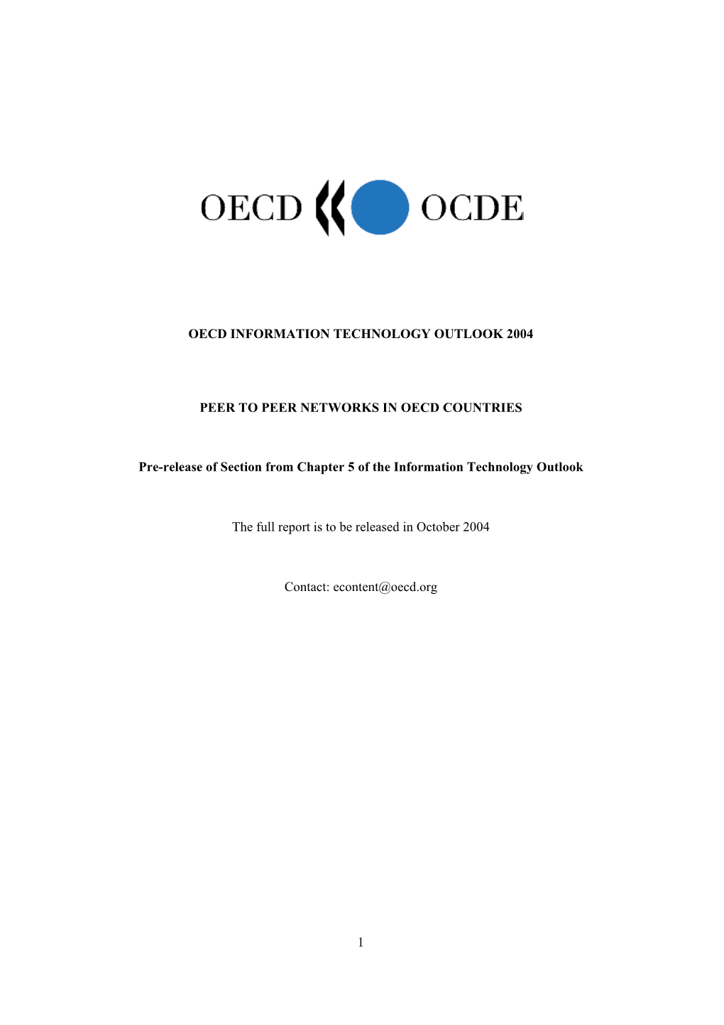 Peer to Peer Networks in Oecd Countries