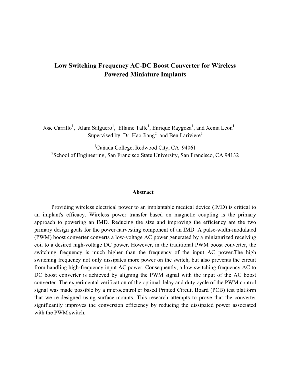 Low Switching Frequency AC-DC Boost Converter for Wireless Powered Miniature Implants