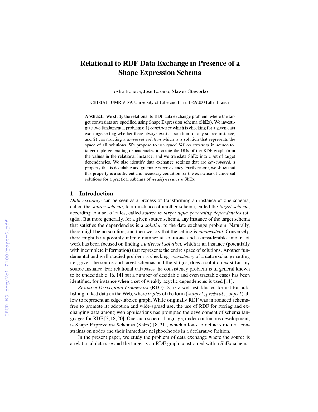 Relational to RDF Data Exchange in Presence of a Shape Expression Schema