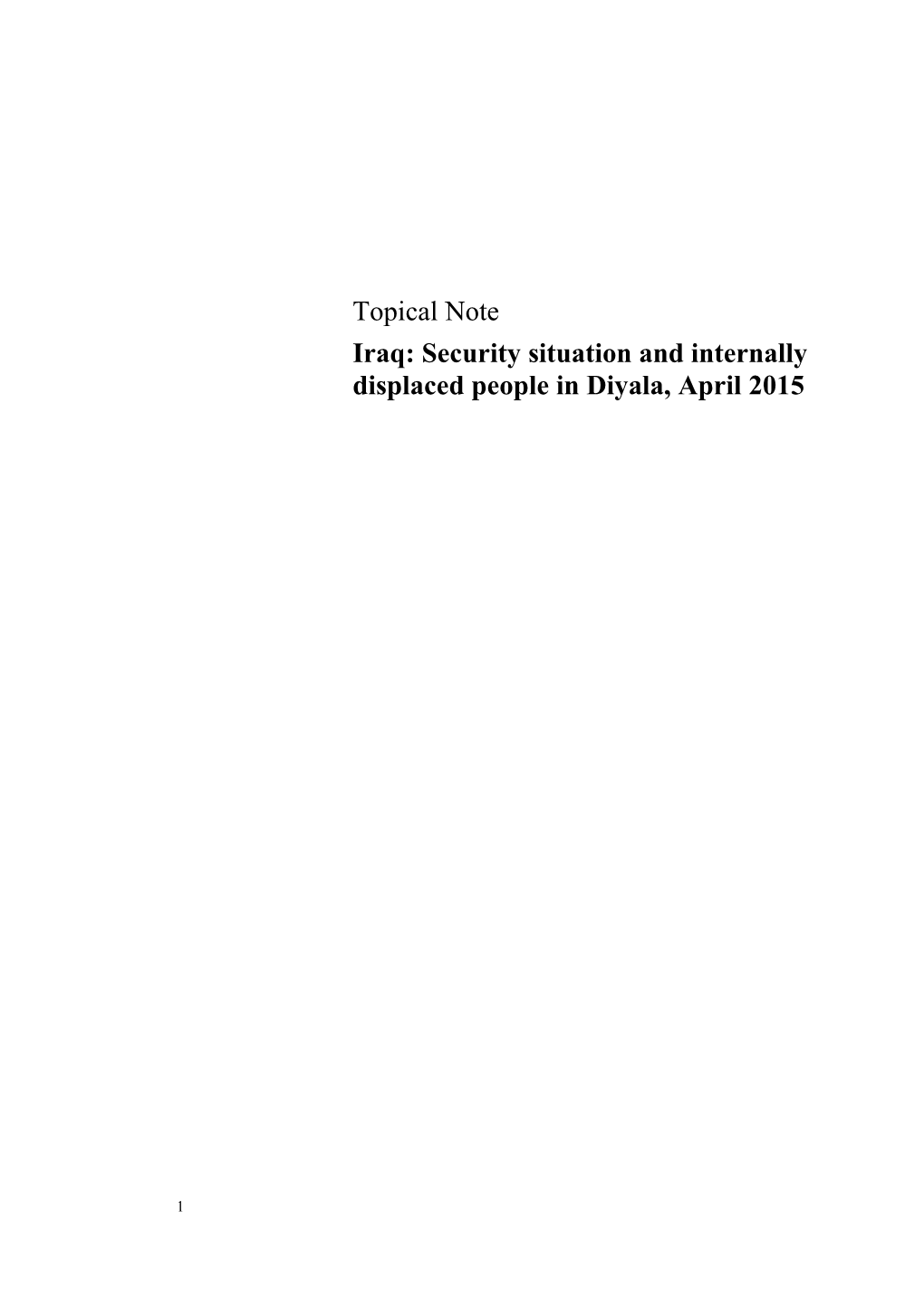 Security Situation and Internally Displaced People in Diyala, April 2015