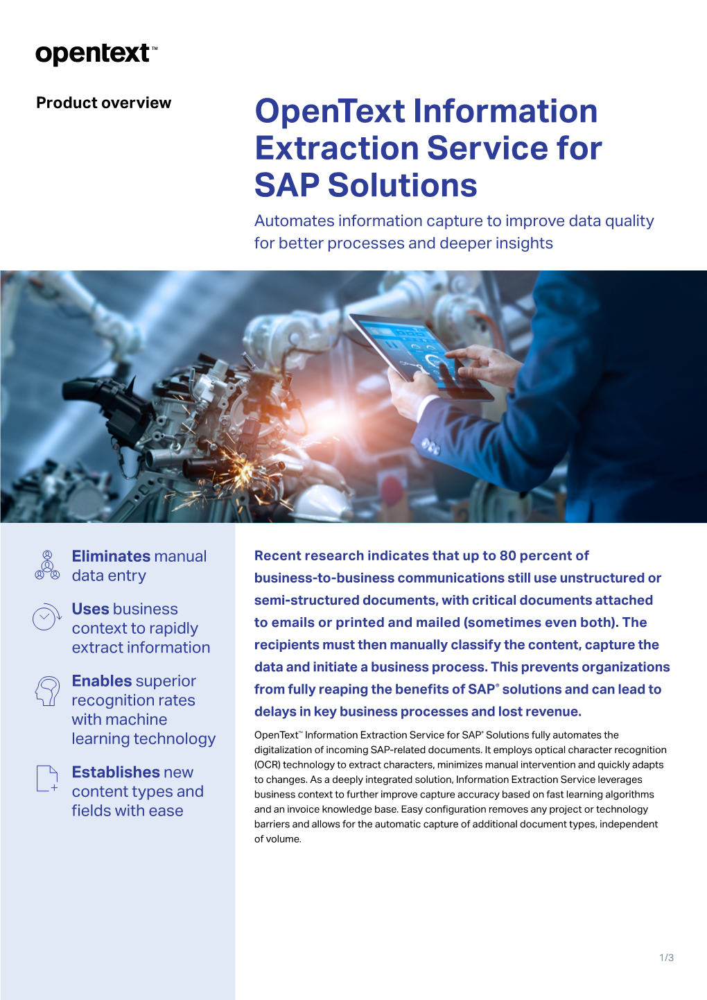 Information Extraction Service for SAP Solutions Automates Information Capture to Improve Data Quality for Better Processes and Deeper Insights