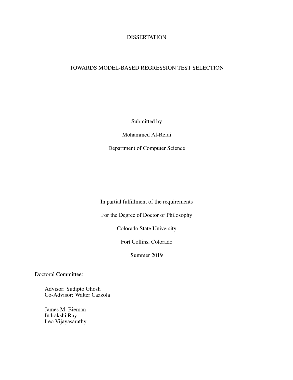 Dissertation Towards Model-Based Regression