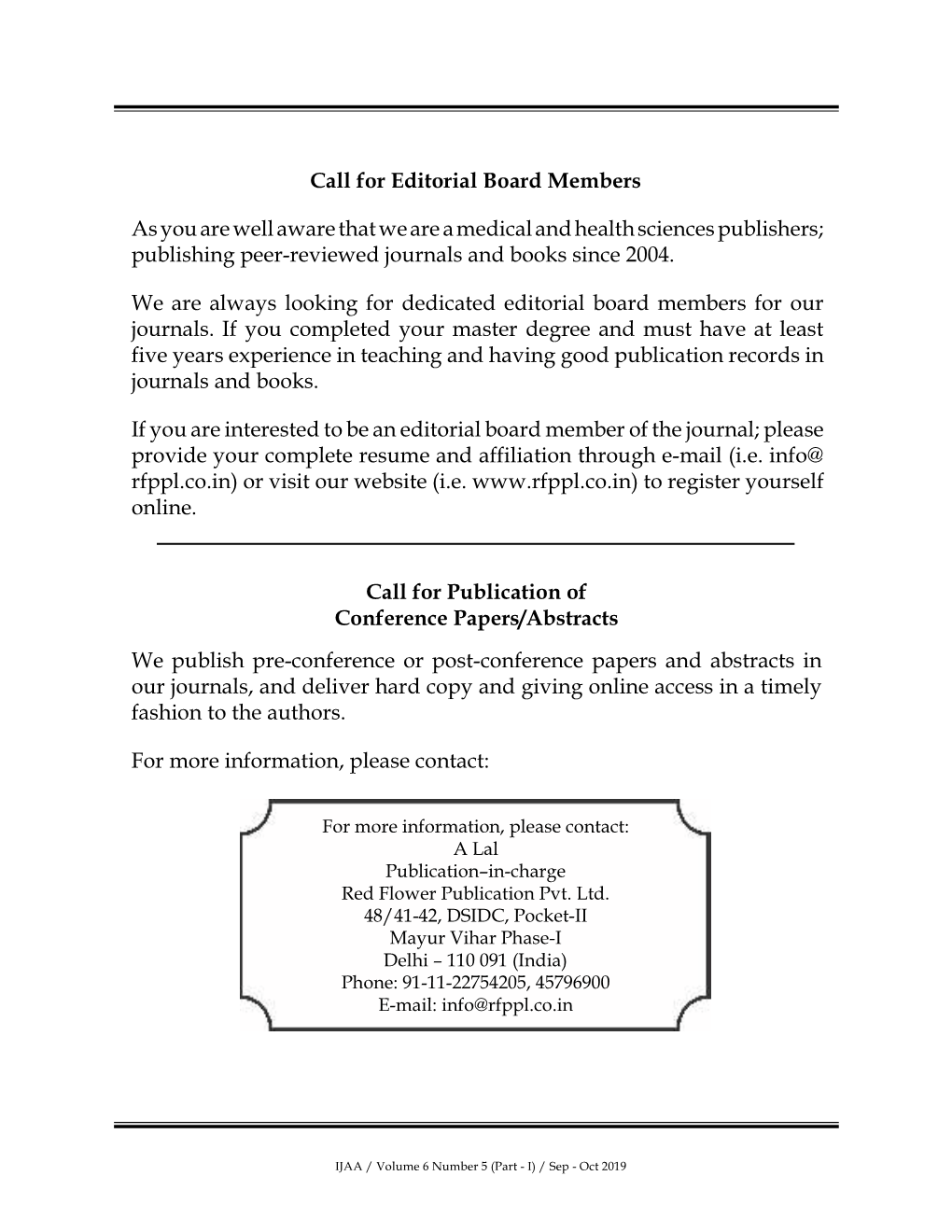 Call for Editorial Board Members As You Are