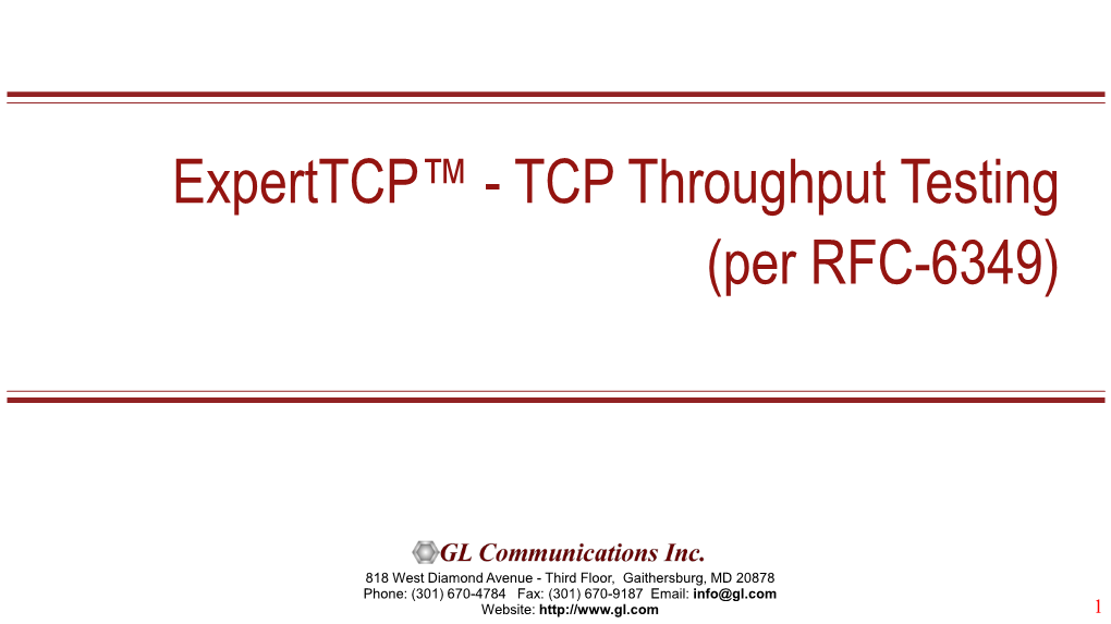 Experttcp™ - TCP Throughput Testing (Per RFC-6349)