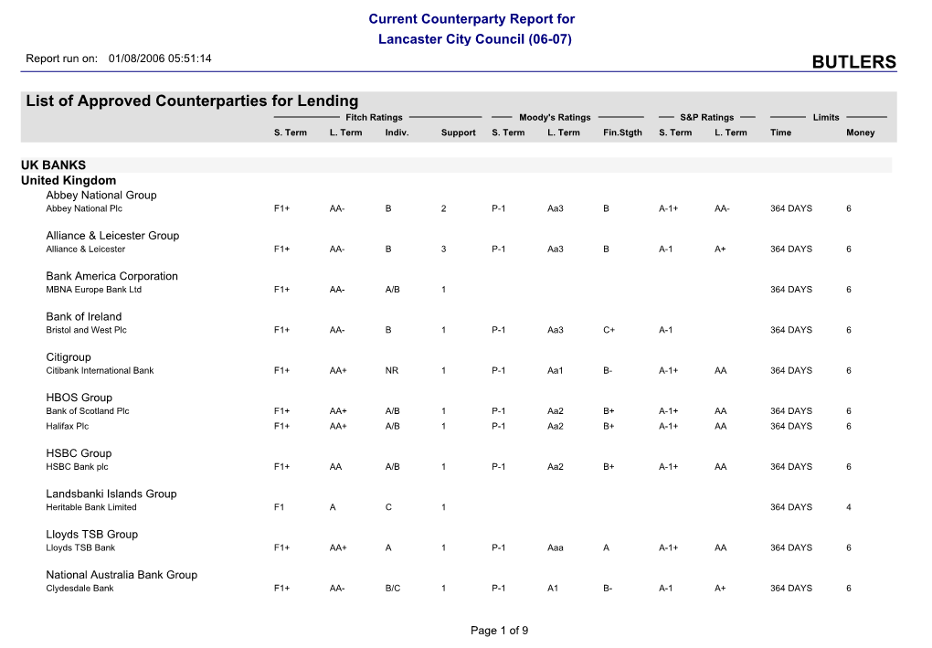 Psmith@Lancaster.Gov.Uk Butlerscreditrating@Icap.Com