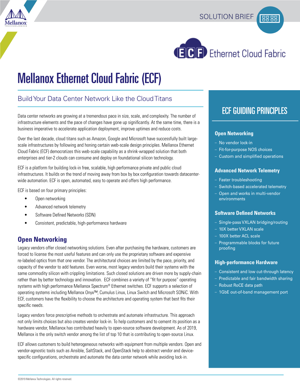 Mellanox Ethernet Cloud Fabric (ECF)