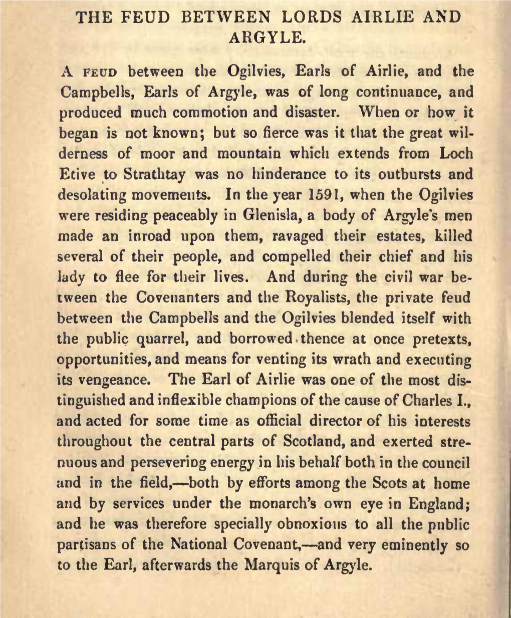 The Feud Between Lords Airlie and Argyle