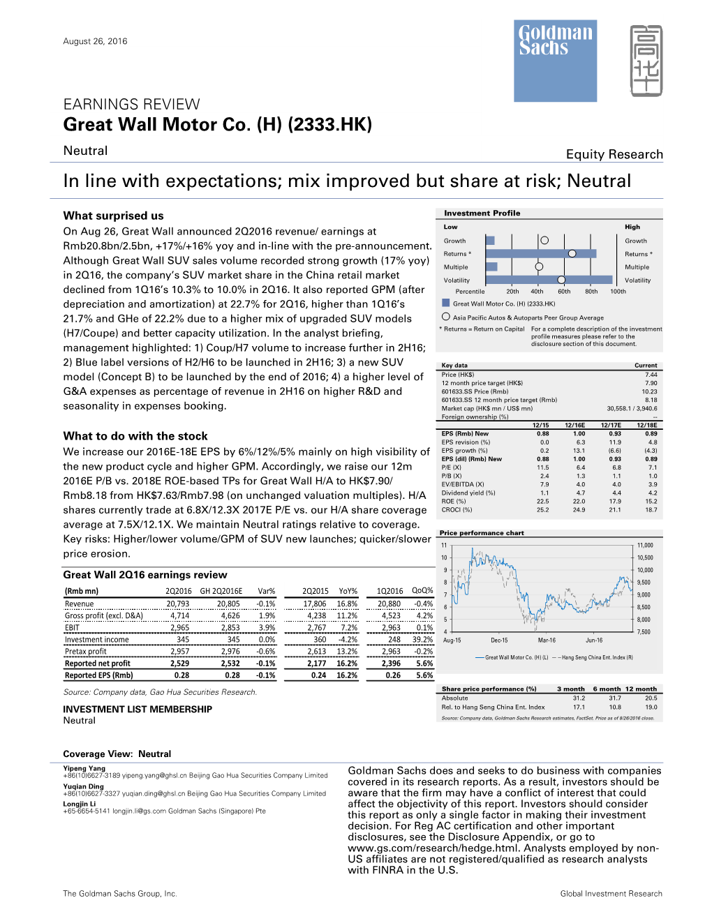 In Line with Expectations; Mix Improved but Share at Risk; Neutral