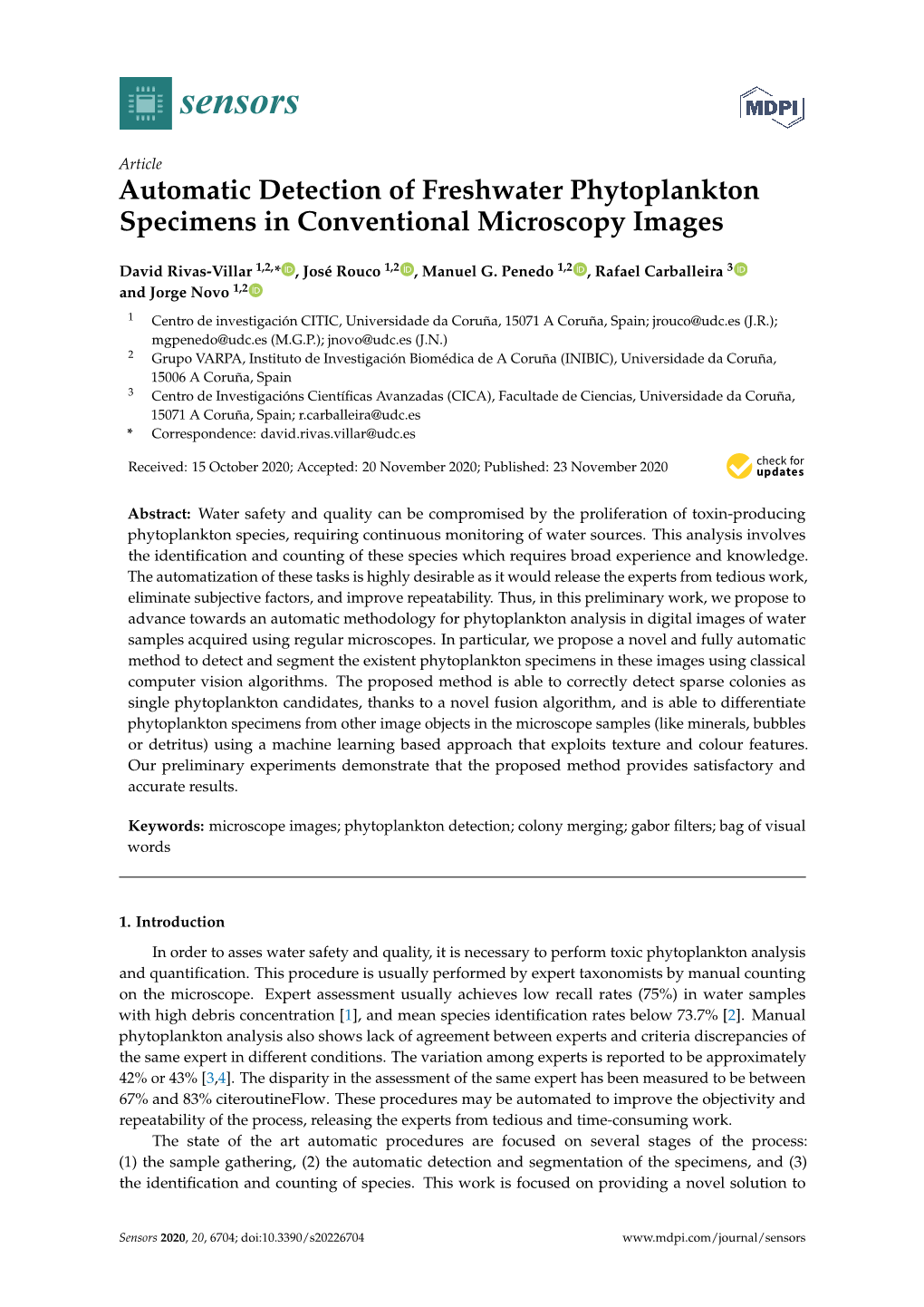 Automatic Detection of Freshwater Phytoplankton Specimens in Conventional Microscopy Images