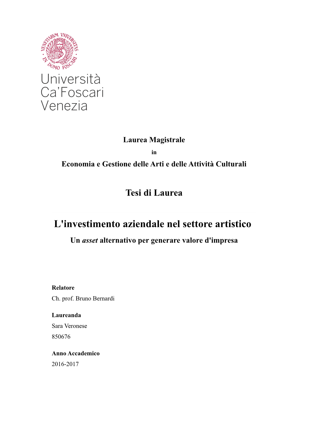 L'investimento Aziendale Nel Settore Artistico Un Asset Alternativo Per Generare Valore D'impresa