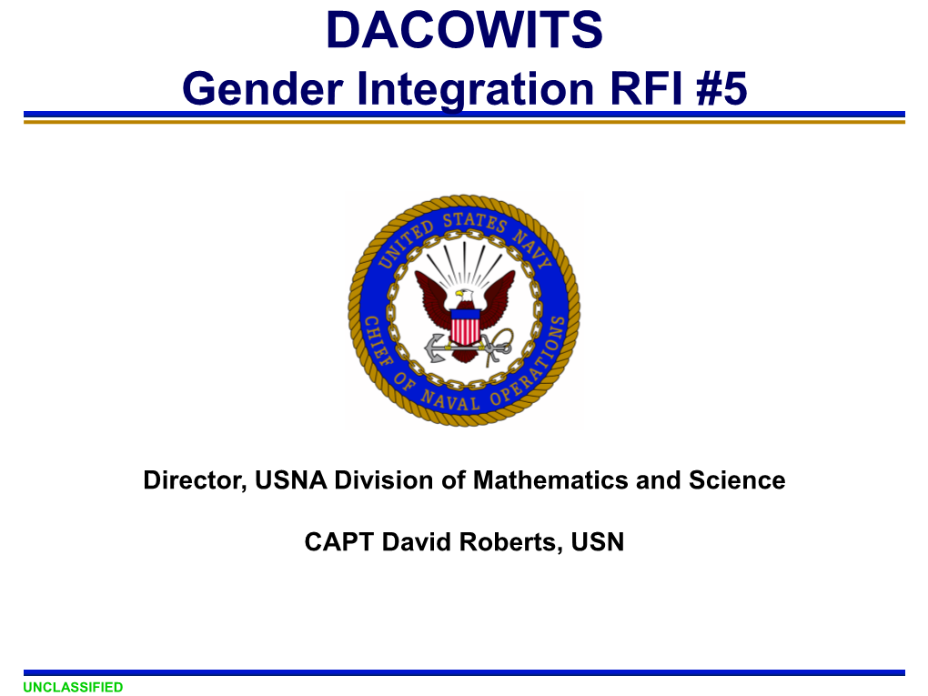 Gender Integration RFI #5