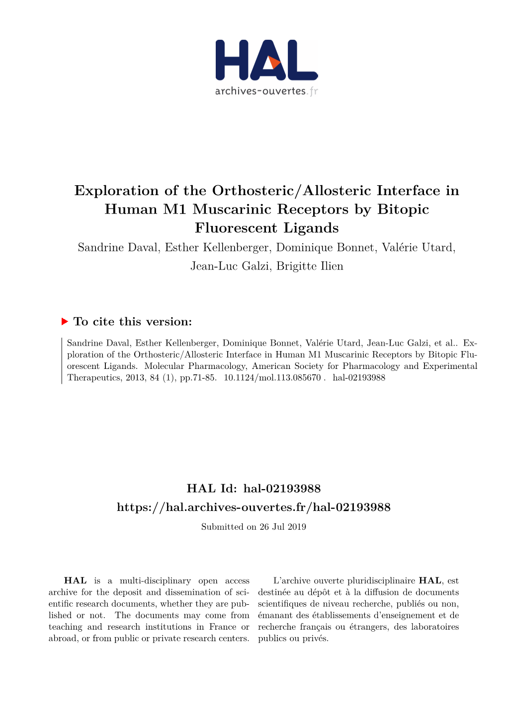 Exploration of the Orthosteric/Allosteric Interface In