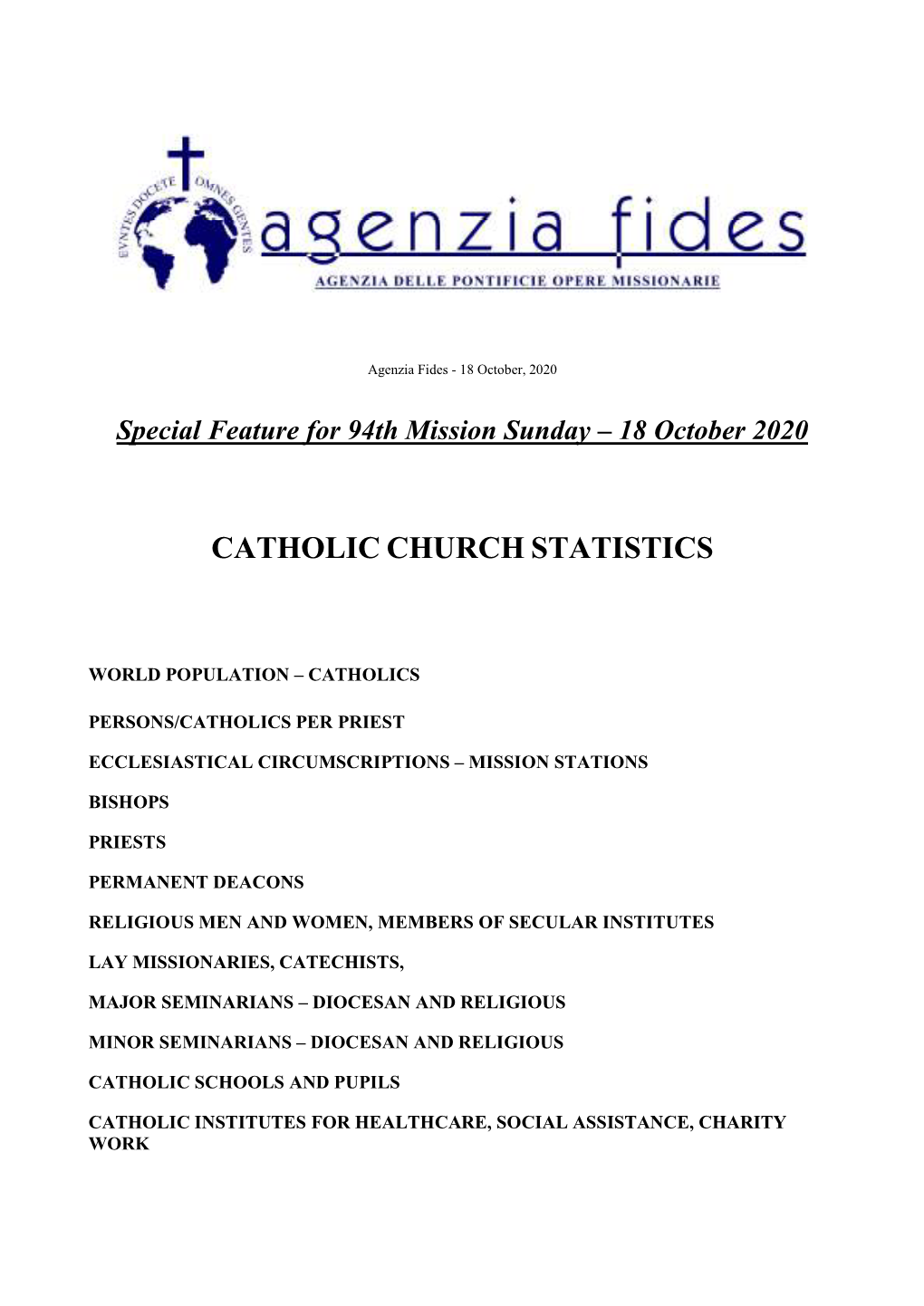 Catholic Church Statistics