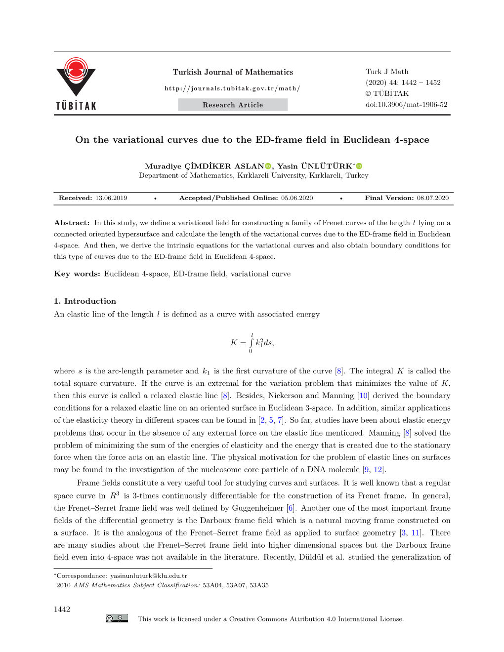 On the Variational Curves Due to the ED-Frame Field in Euclidean 4-Space