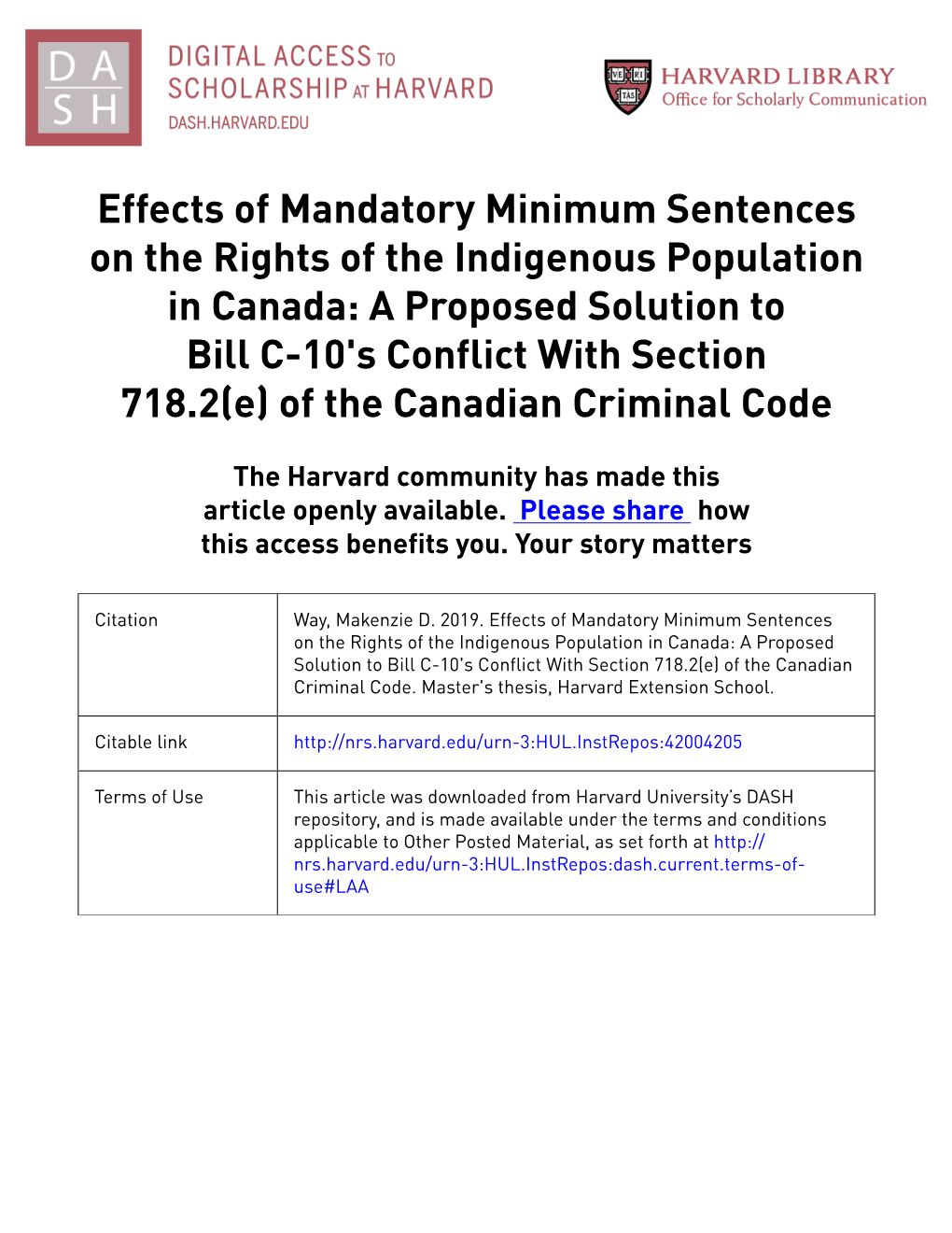 Effects of Mandatory Minimum Sentences on the Rights of The