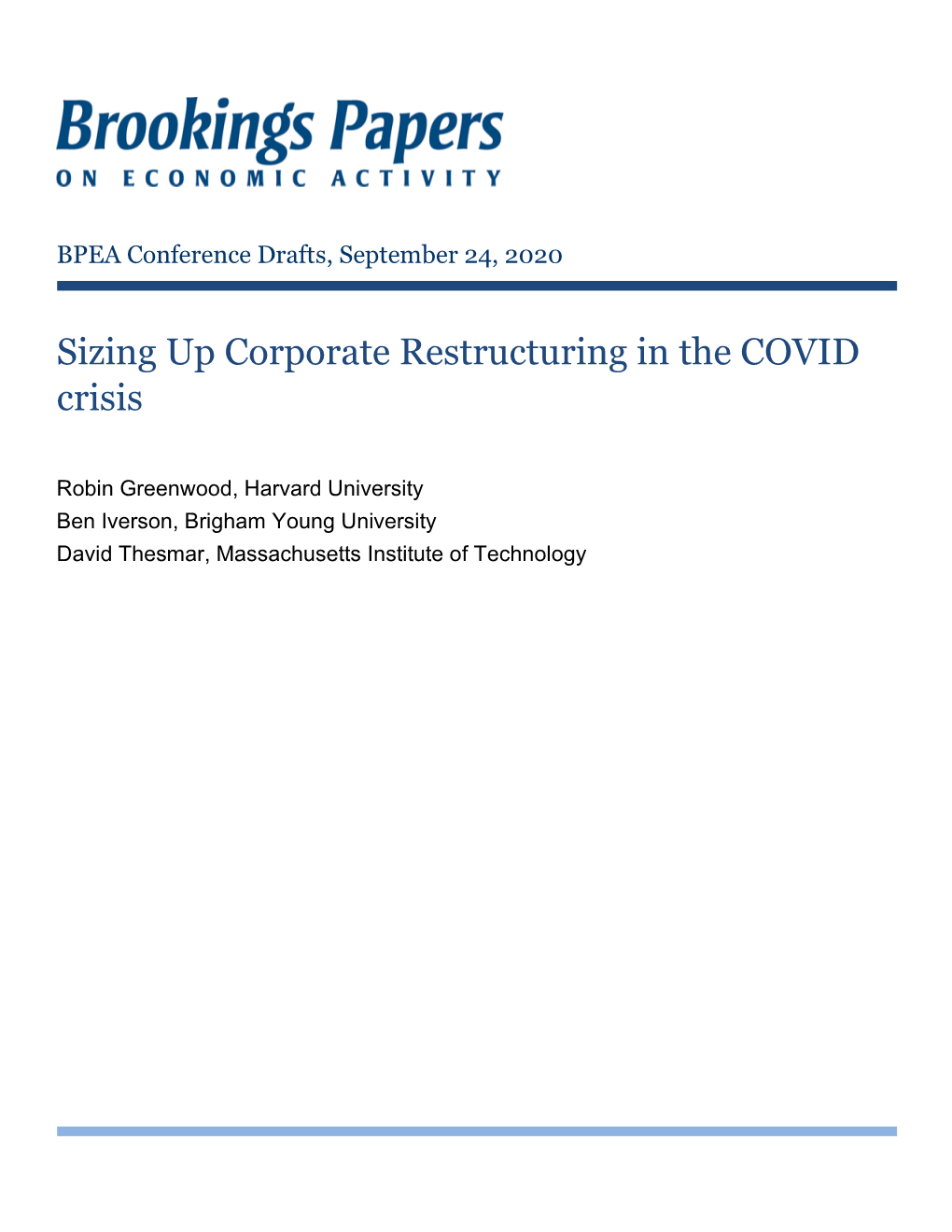 Sizing up Corporate Restructuring in the COVID Crisis