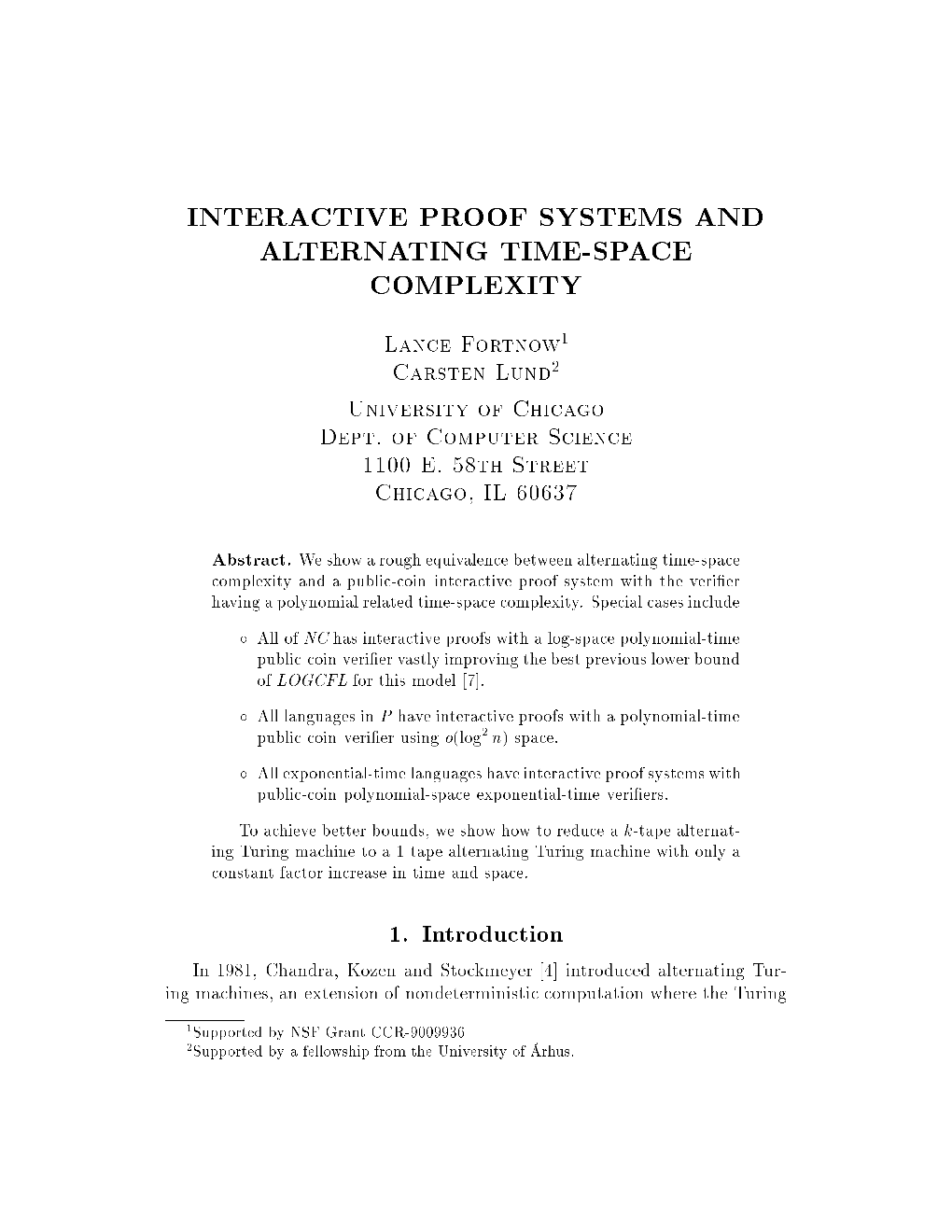 Interactive Proof Systems and Alternating Time-Space