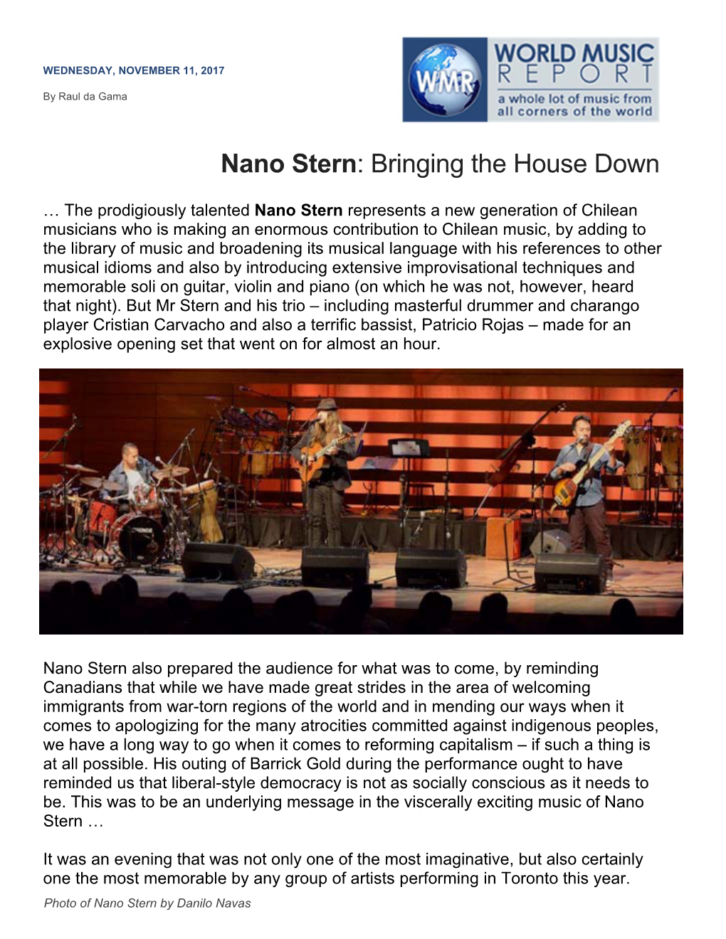 Inti-Illimani and Nano Stern: Bringing the House Down