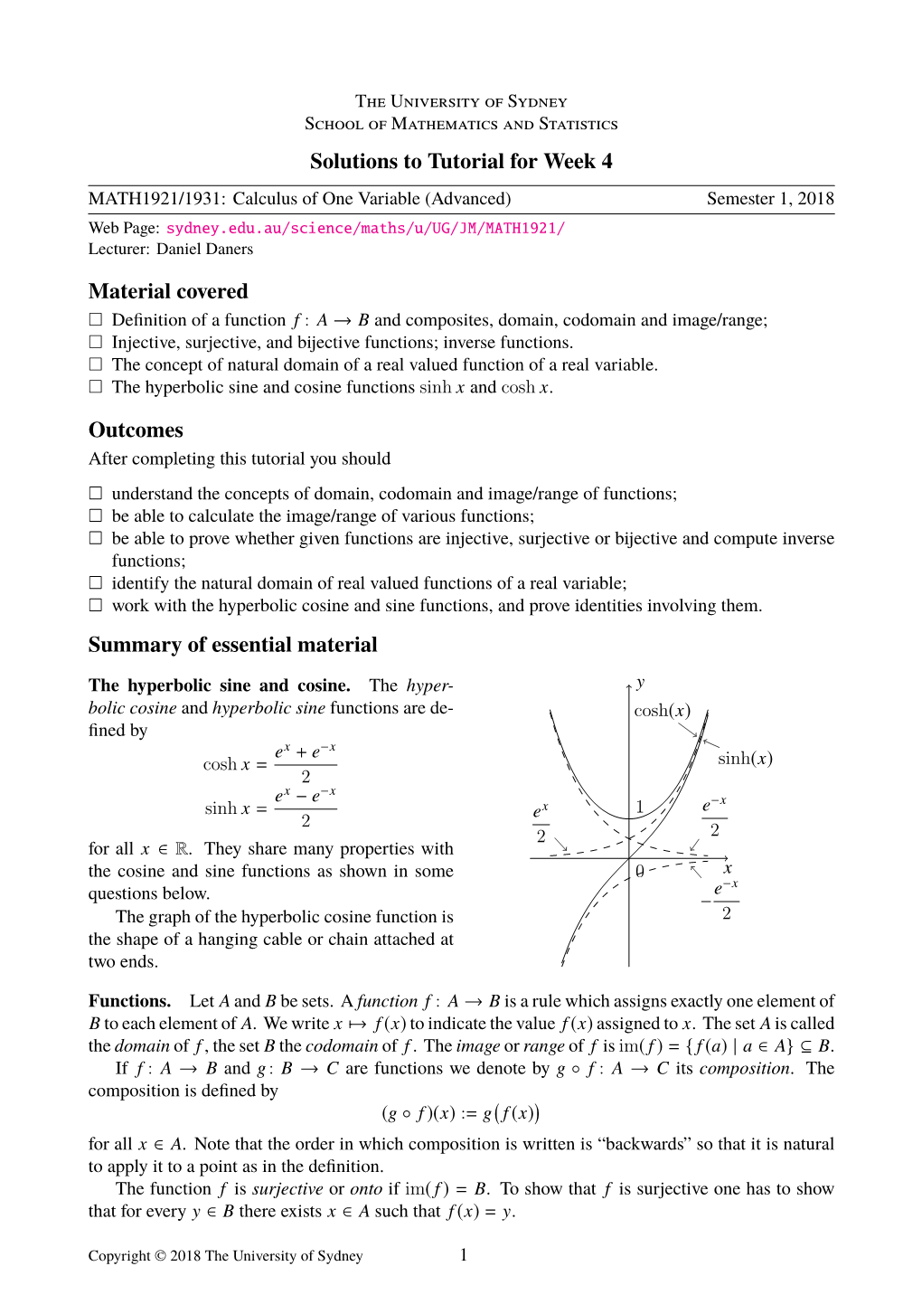 Solutions to Tutorial for Week 4