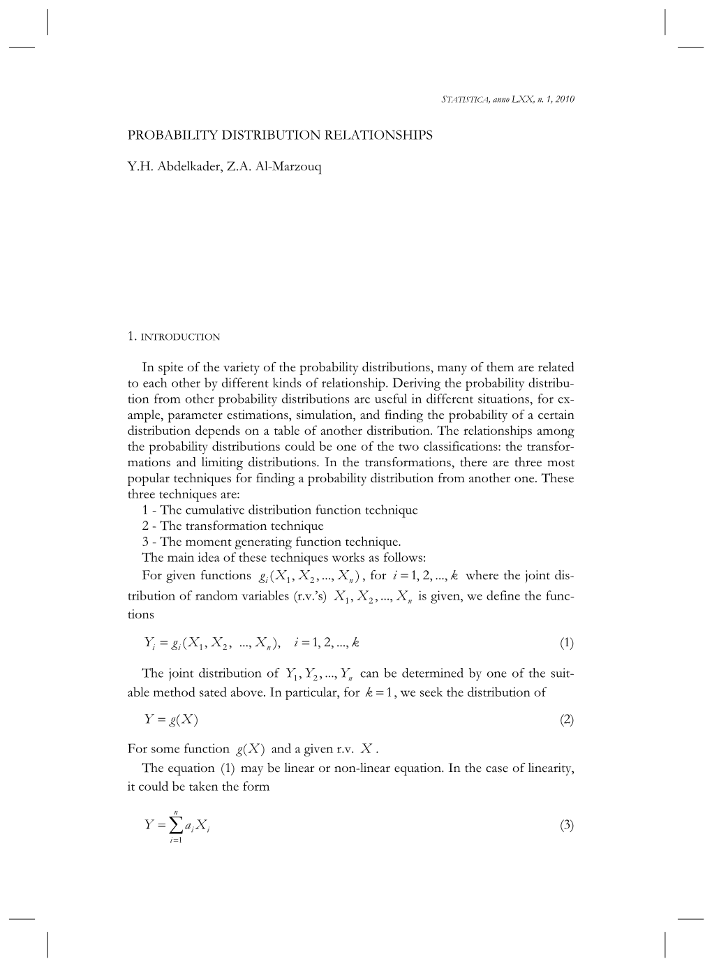 Probability Distribution Relationships