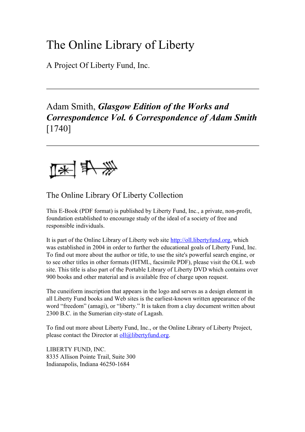 Online Library of Liberty: Glasgow Edition of the Works and Correspondence Vol