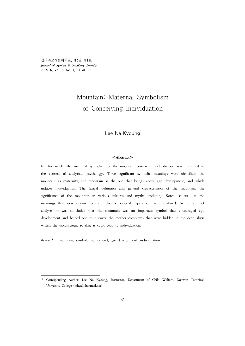 Maternal Symbolism of Conceiving Individuation