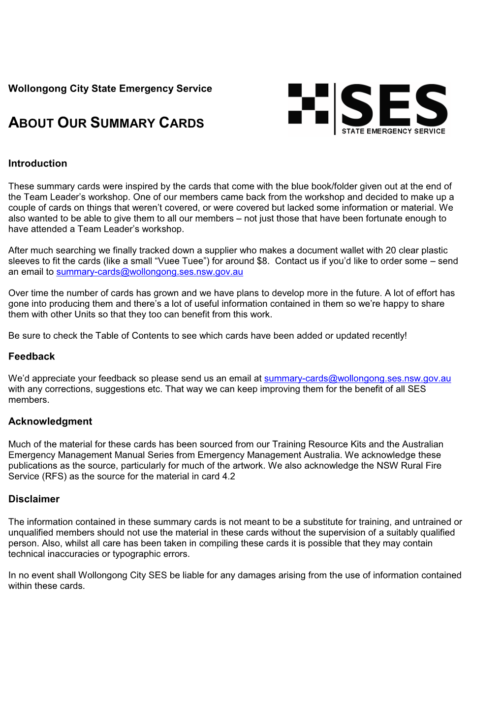 About Our Summary Cards