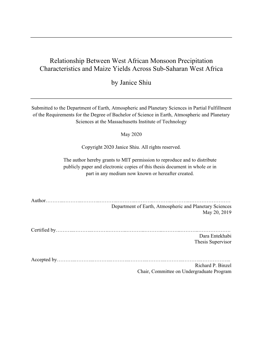 Relationship Between West African Monsoon Precipitation Characteristics and Maize Yields Across Sub-Saharan West Africa