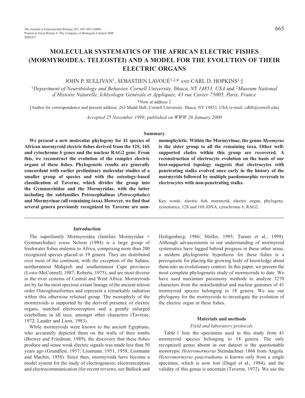 Molecular Systematics of African Electric Fishes