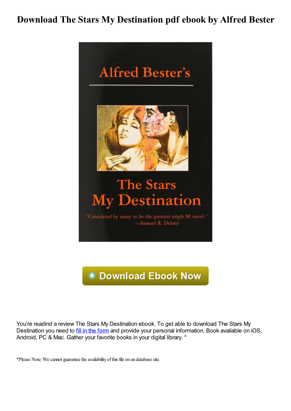 Download the Stars My Destination Pdf Ebook by Alfred Bester