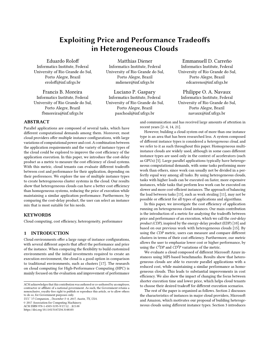 Exploiting Price and Performance Tradeoffsin Heterogeneous Clouds