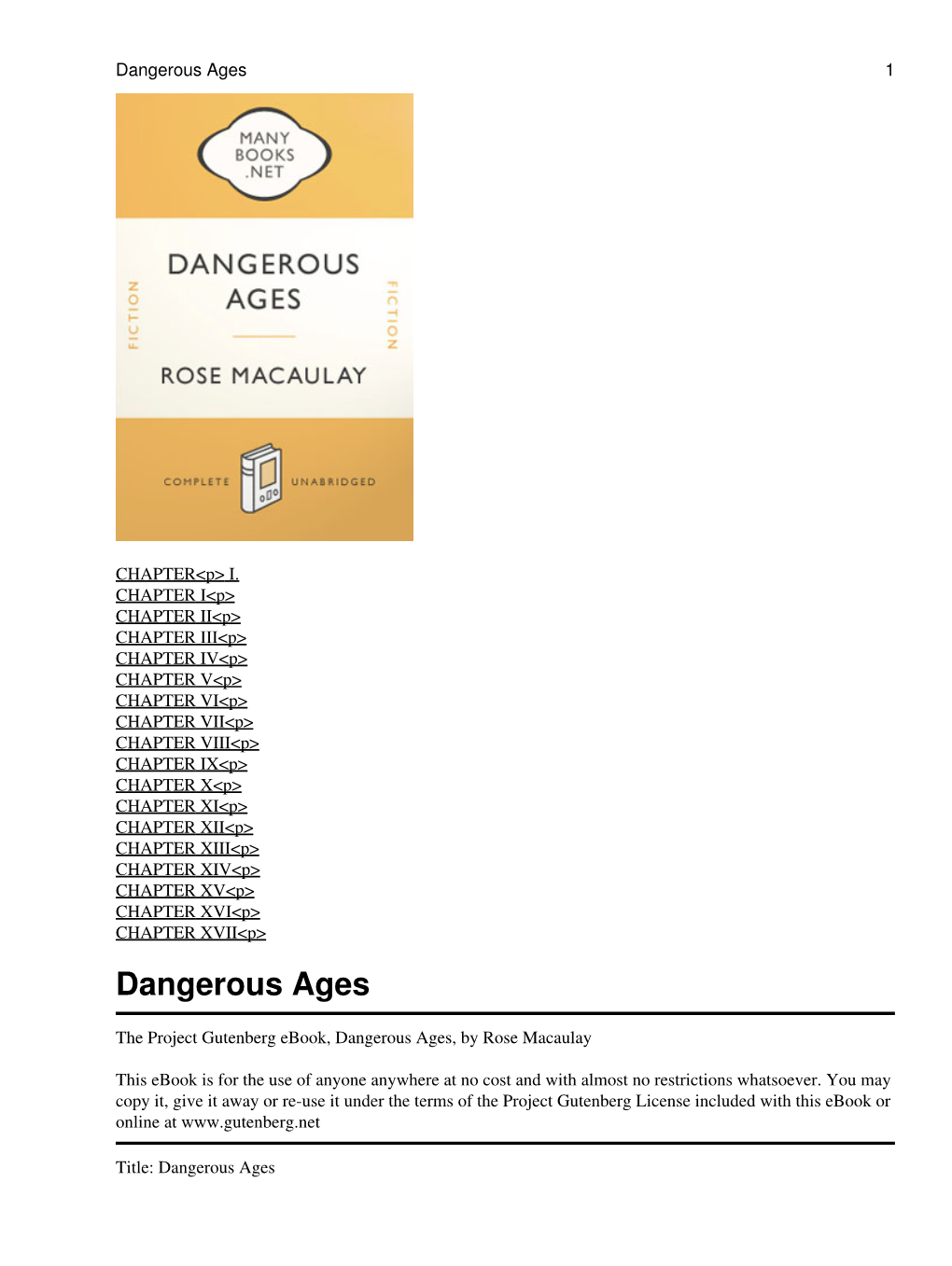 Dangerous Ages 1