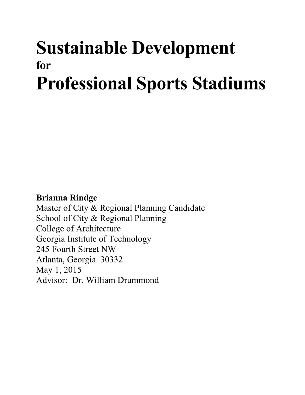 Sustainable Development Professional Sports Stadiums