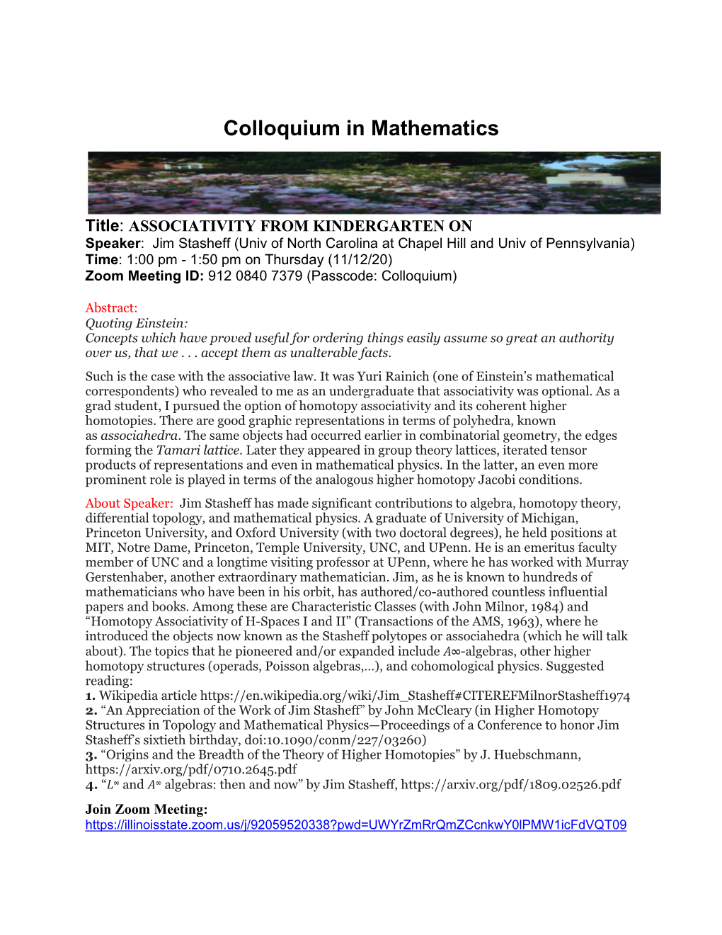 Colloquium in Mathematics