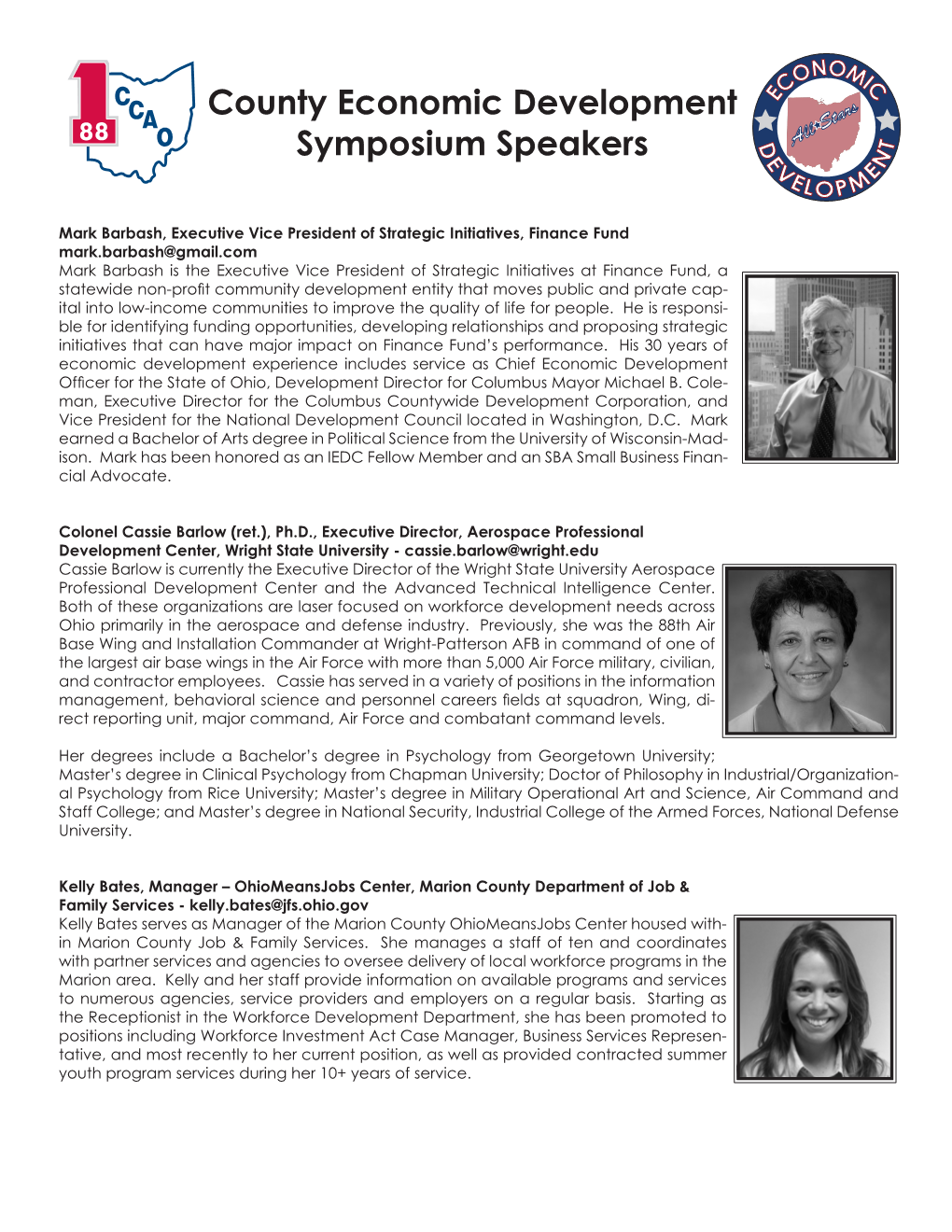 County Economic Development Symposium Speakers