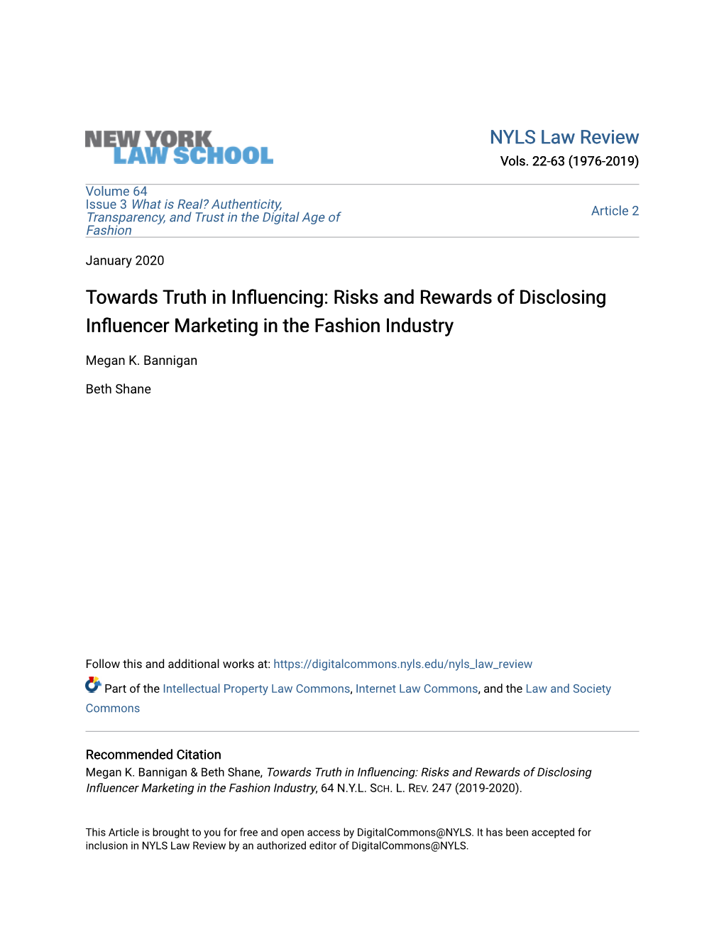 Risks and Rewards of Disclosing Influencer Marketing in the Fashion Industry