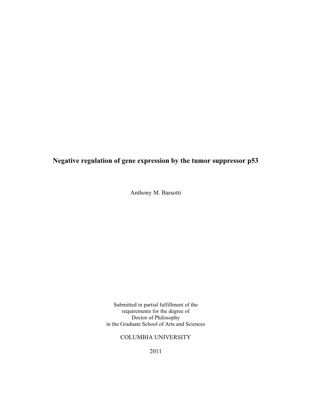 Negative Regulation of Gene Expression by the Tumor Suppressor P53