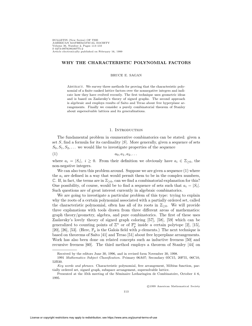 Why the Characteristic Polynomial Factors 115