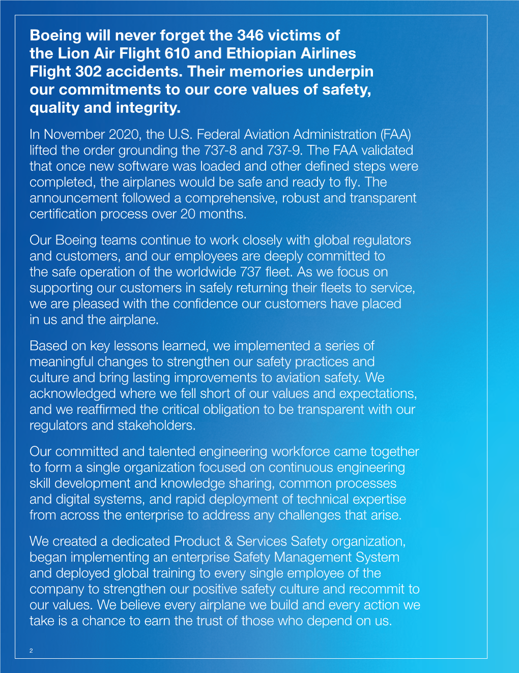 Boeing Will Never Forget the 346 Victims of the Lion Air Flight 610 and Ethiopian Airlines Flight 302 Accidents. Their Memorie