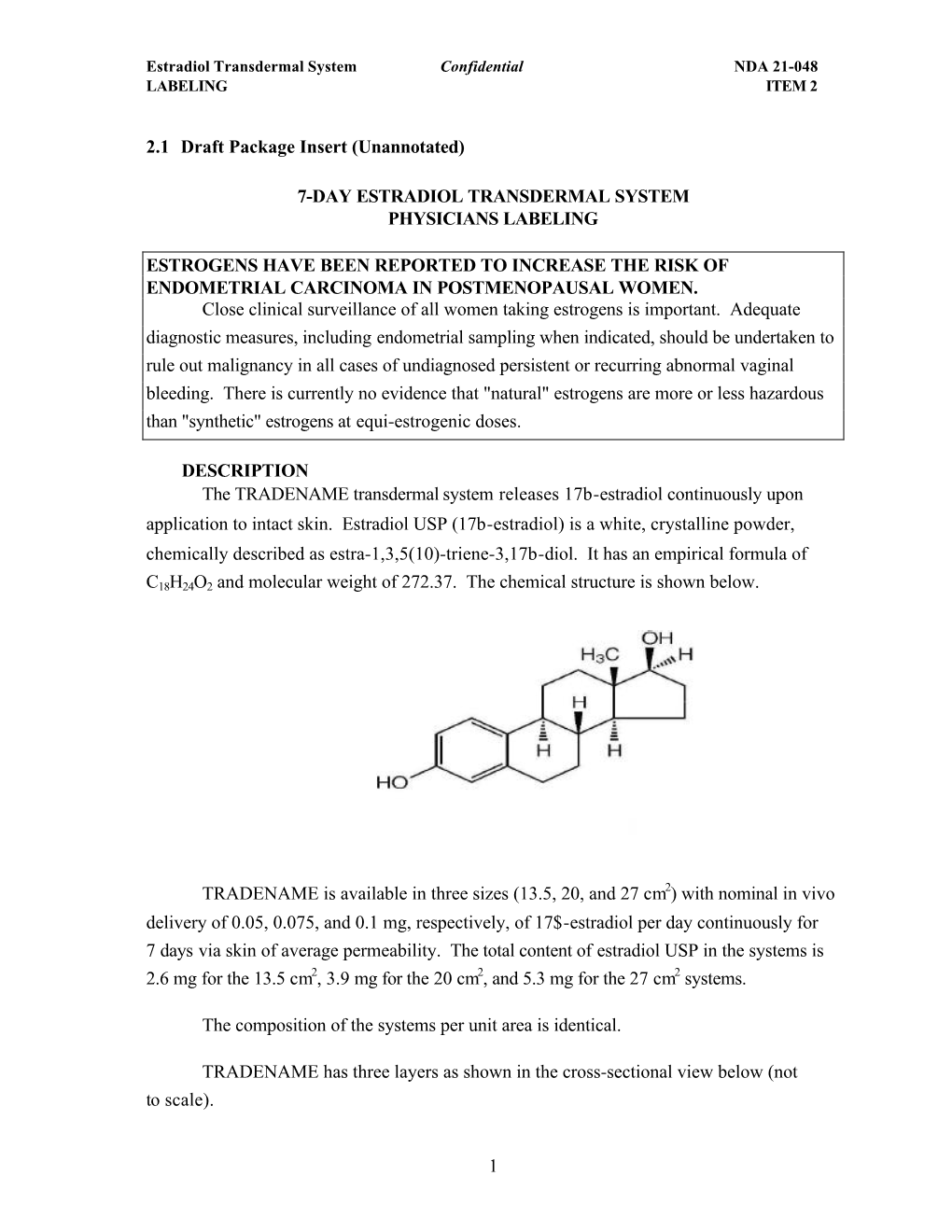 7-Day Estradiol Transdermal System Physicians Labeling