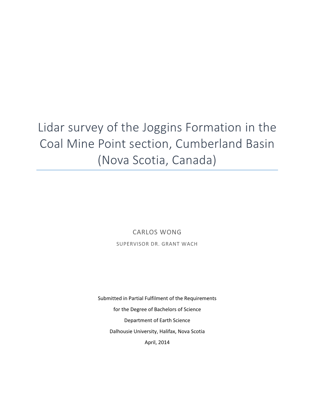 Lidar Survey of the Joggins Formation in the Coal Mine Point Section, Cumberland Basin (Nova Scotia, Canada)