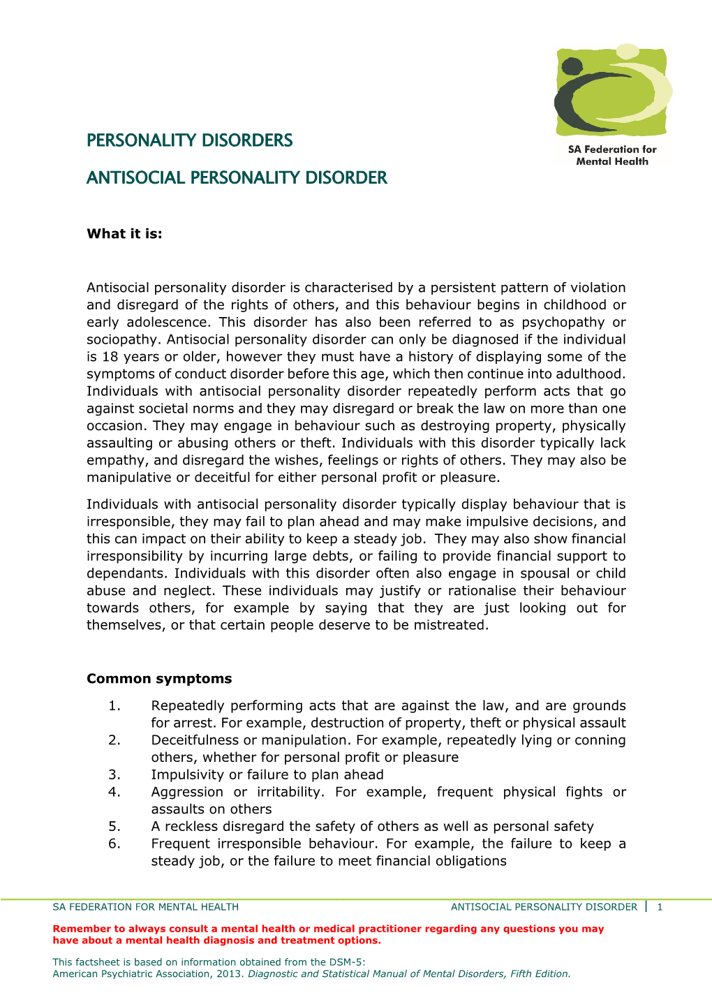 Antisocial Personality Disorder