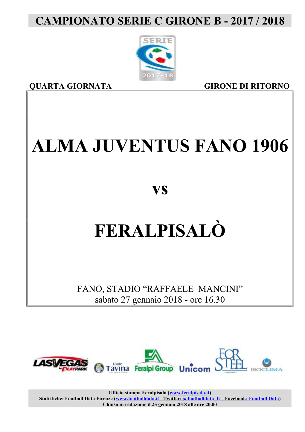 ALMA JUVENTUS FANO 1906 Vs FERALPISALÒ